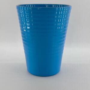 Van Krimpen Light Blue Ceramic Planter Vase Ribbed 6 1/2" Made in Germany'